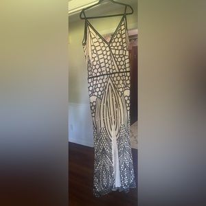 Roaring 20’s/Great Gatsby gown! Off white with black sequin. Size L/XL!